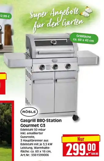 Herkules Baumarkt RÖSLE Gasgrill BBQ-Station Gourmet G3 Angebot