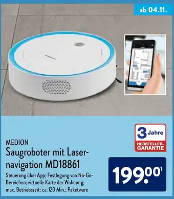 Aldi Nord Medion Saugroboter mit Lasernavigation MD18861 Angebot