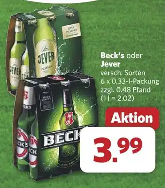 Combi Beck's oder Jever 6 x 0,33-l-Packung Angebot