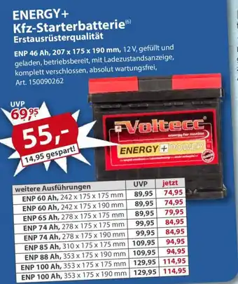 Sonderpreis Baumarkt ENERGY+ Kfz-Starterbatterie Angebot