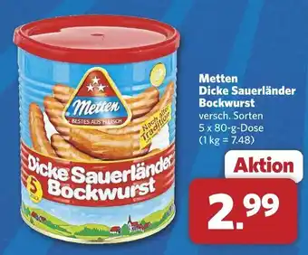 Combi Metten Dicke Sauerländer Bockwurst 5 x 80 g Dose Angebot