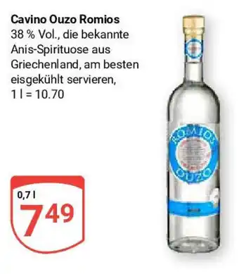 Globus Cavino Ouzo Romios 0,7 l Angebot