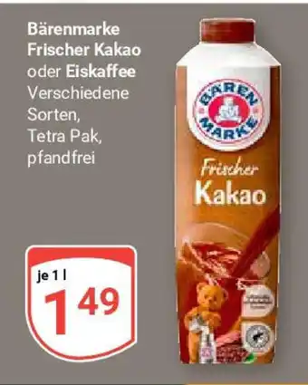 Globus Bärenmarke Frischer Kakao oder Eiskaffee 1 l Angebot