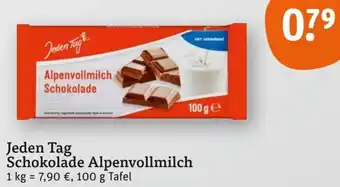 tegut Jeden Tag Schokolade Alpenvollmilch 100 g Tafel Angebot