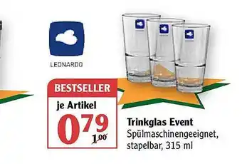 Globus Leonardo Trinkglas Event Angebot