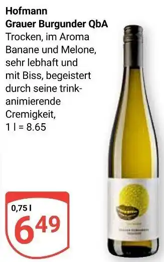 Globus Hofmann Grauer Burgunder QbA 0,75 L Angebot