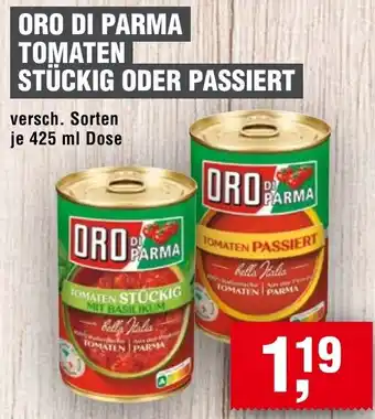 Handelshof ORO DI PARMA TOMATEN STÜCKIG ODER PASSIERT 425 ml Dose Angebot