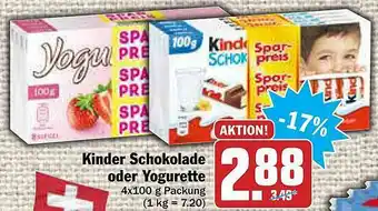 AEZ Kinder Schokolade Oder Yogurette Angebot