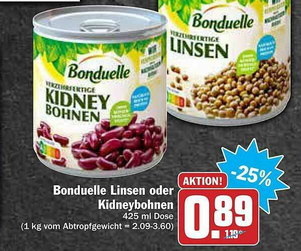 Bonduelle Linsen Oder Kidneybohnen Angebot bei AEZ