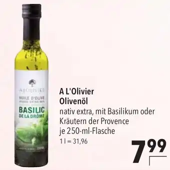 CITTI Markt A L'Olivier Olivenöl nativ extra, mit Basilikum oder Kräutern der Provence je 250-ml-Flasche Angebot