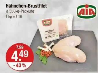 V Markt AIA Hähnchen-Brustfilet je 550-g-Packung Angebot