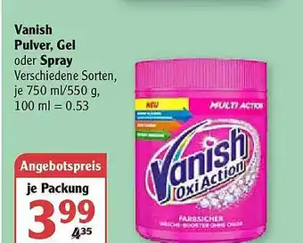 Globus Vanish Pulver, Gel Oder Spray Angebot