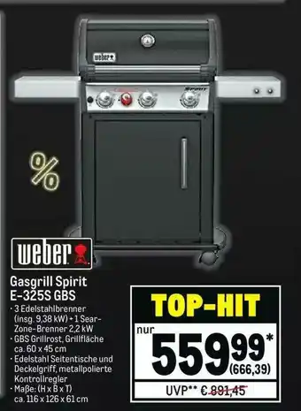 METRO Weber Gasgrill Spirit E-325S GBS Angebot