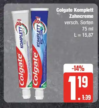 Edeka Colgate Komplett Zahncreme versch. Sorten 75 ml Angebot
