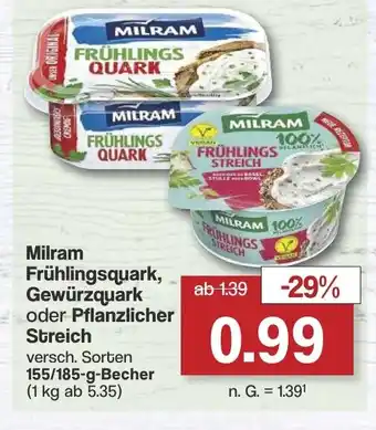 Famila Nord West Milram Frühlingsquark, Gewürzquark oder Pflanzlicher Streich Angebot