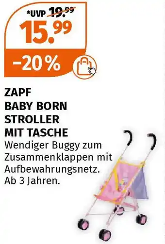 Müller ZAPF BABY BORN STROLLER MIT TASCHE Angebot