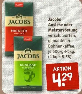 nahkauf Jacobs Auslese oder Meisterröstung versch. Sorten, gemahlener Bohnenkaffee, je 500-g-Pckg. Angebot