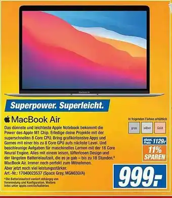 Expert Technomarkt Macbook Air Angebot