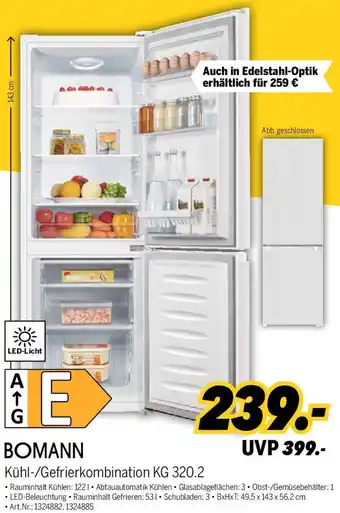 MEDIMAX BOMANN Kühl-/Gefrierkombination KG 320.2 Angebot