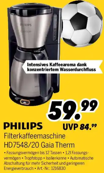 MEDIMAX PHILIPS Filterkaffeemaschine HD7548/20 Gaia Therm Angebot