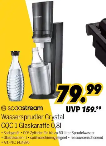 MEDIMAX Sodastream Wassersprudler Crystal CQC 1 Glaskaraffe 0,8 L Angebot