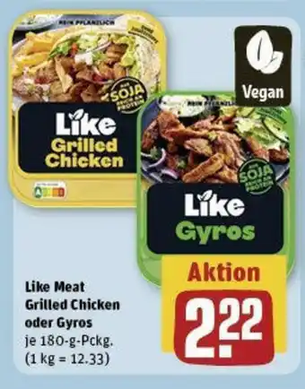 REWE Like Meat Grilled Chicken oder Gyros je 180 g Angebot