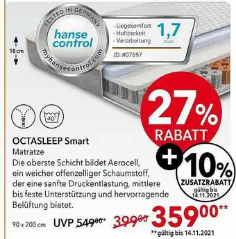 Matratzen Concord Octasleep Smart Matratze Angebot