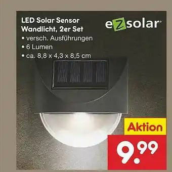 Netto Marken-Discount Led Solar Sensor Wandlicht, 2er Set Ezsolar Angebot