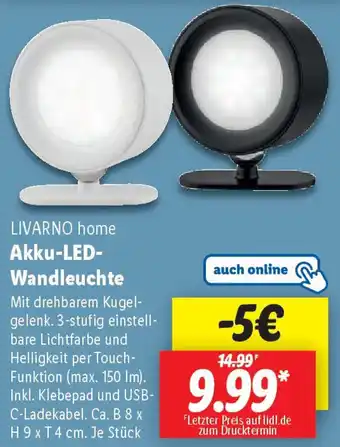 Lidl LIVARNO home Akku-LED Wandleuchte Angebot
