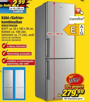 Poco Comfee kühl-/gefrierkombination rcb357ds2gh Angebot