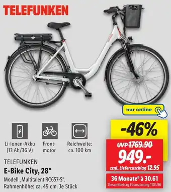 Lidl TELEFUNKEN E-Bike City, 28" Angebot