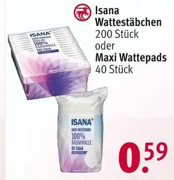 Rossmann Isana wattestäbchen oder maxi wattepads Angebot