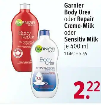 Rossmann Garnier body urea oder repair creme-milk oder sensitiv milk Angebot