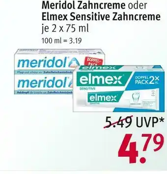 Rossmann Meridol oder elmex zahncreme oder sensitive zahncreme Angebot