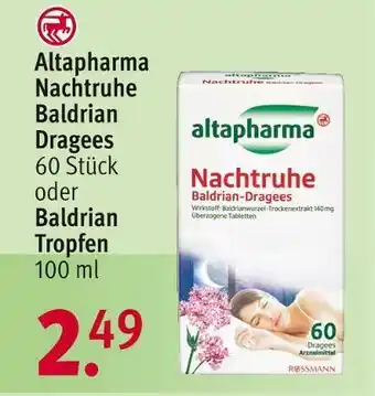 Rossmann Altapharma nachtruhe baldrian oder baldrian tropfen Angebot