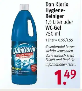 Rossmann Dan klorix hygiene- reiniger oder wc-gel Angebot