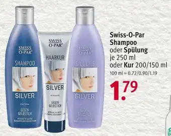 Rossmann Swiss-o-par shampoo oder spülung oder kur Angebot