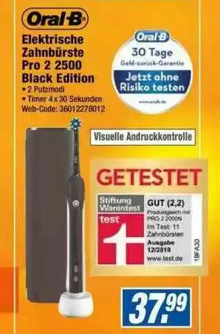 Expert Oral-b Elektrische Zahnbürste Pro 2 2500 Black Edition Angebot