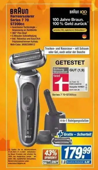 Expert Braun Herrenrasierer Series 7 70 S7200cc Angebot