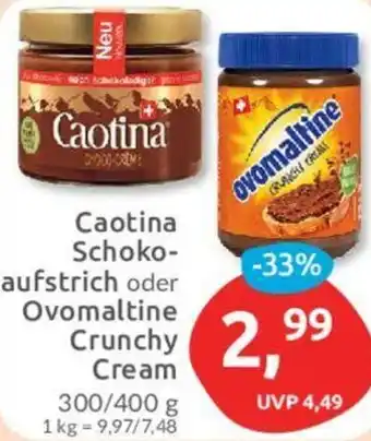 Budni Caotina Schokoaufstrich oder Ovomaltine Crunchy Cream 300/400 g Angebot