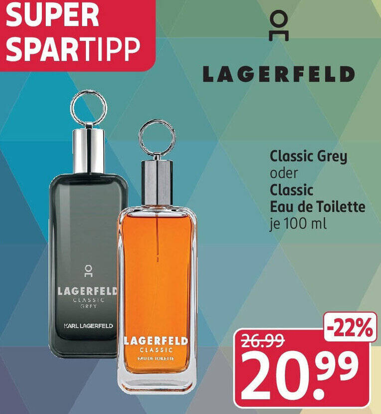 LAGERFELD Classic Grey oder Classic Eau de Toilette 100 ml Angebot bei Rossmann