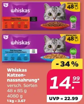 NETTO Whiskas Katzennassnahrung 48x85 g Angebot