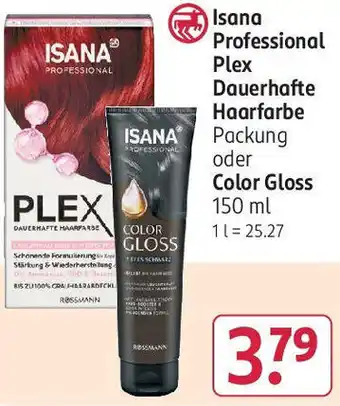 Rossmann Isana Professional Plex Dauerhafte Haarfarbe oder Color Gloss 150 ml Angebot