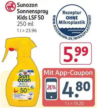 Rossmann Sunozon Sonnenspray Kids LSF 50 Angebot