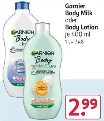 Rossmann Garnier Body Milk oder Body Lotion 400 ml Angebot