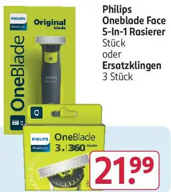 Rossmann Philips Oneblade Face 5-In-1 Rasierer oder Ersatzklingen 3 Stück Angebot
