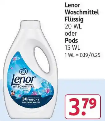 Rossmann Lenor Waschmittel Flüssig 20 WL oder Pods 15 WL Angebot