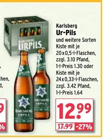 Wasgau Karlsberg Ur-Pils und weitere Sorten Kiste mit je 20x0,5-1-Flaschen oder Kiste mit je 24x0,33-1-Flaschen Angebot