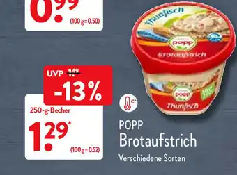 Aldi Nord Popp Brotaufstrich 250g Angebot