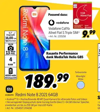 MEDIMAX Xiaomi Redmi Note 8 2021 65GB Angebot